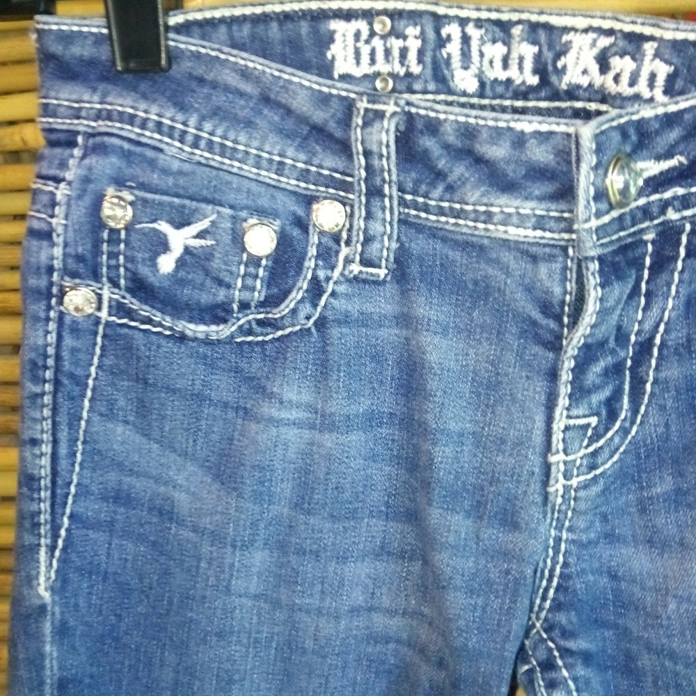 Bui Yah Kah 1 Angel Wing Bling Pocket Low Rise Jeans - Picture 4 of 6